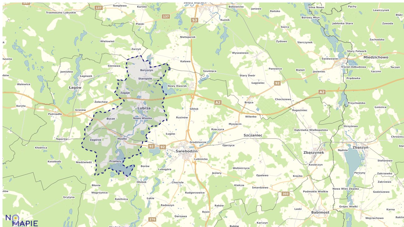 Mapa obszarów ochrony przyrody Lubrzy