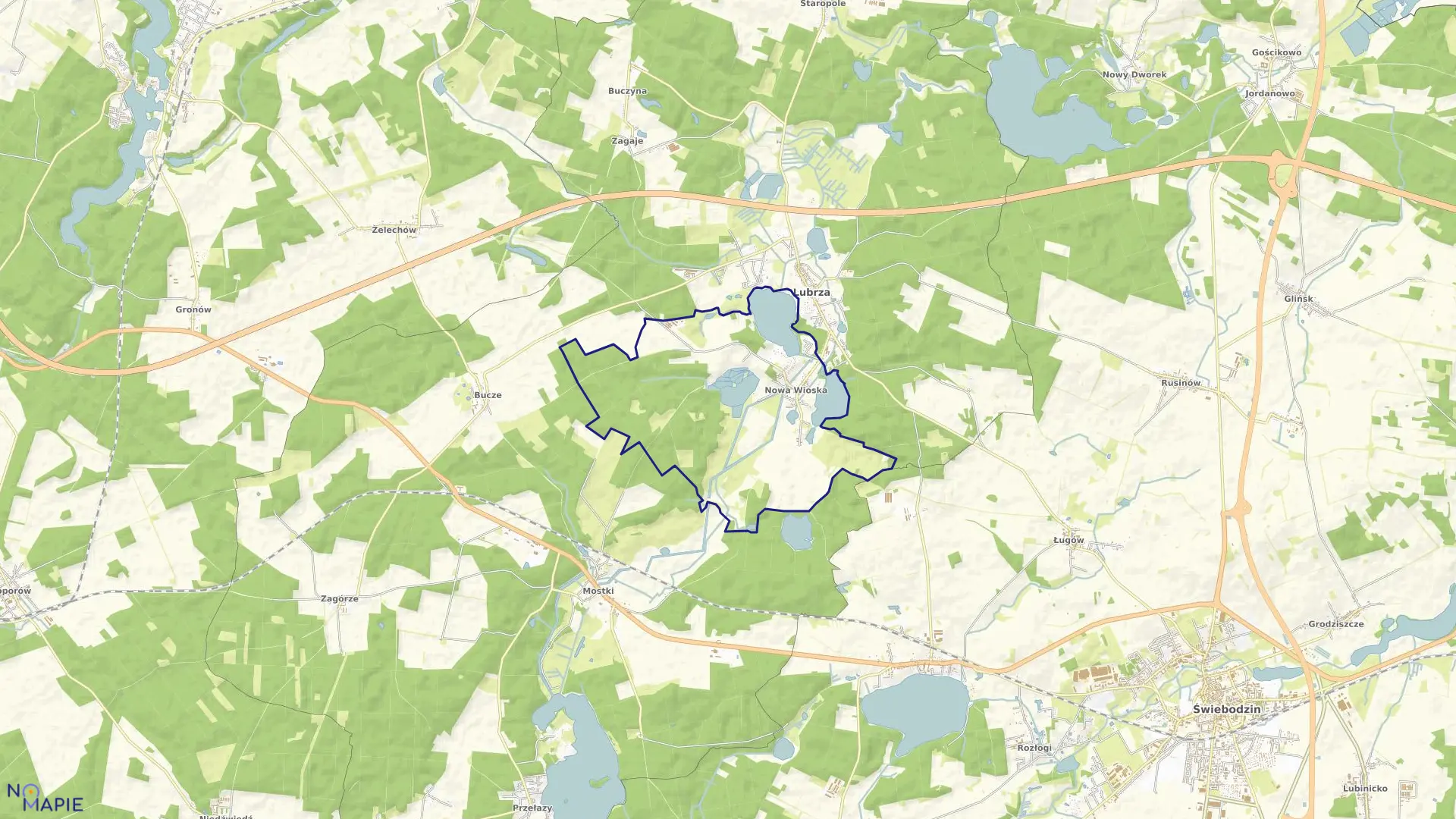 Mapa obrębu Nowa Wioska w gminie Lubrza